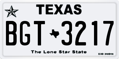 TX license plate BGT3217