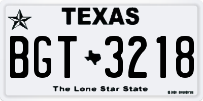 TX license plate BGT3218