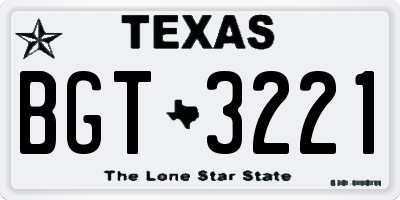 TX license plate BGT3221