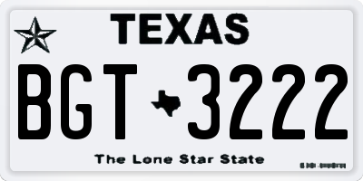 TX license plate BGT3222