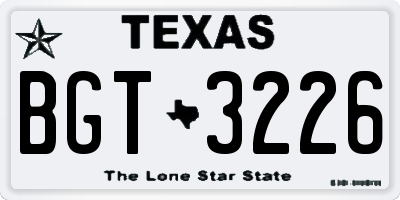 TX license plate BGT3226