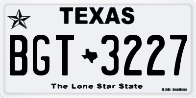 TX license plate BGT3227