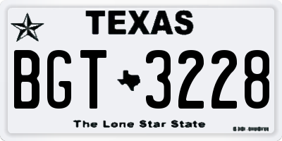 TX license plate BGT3228