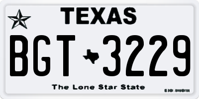 TX license plate BGT3229