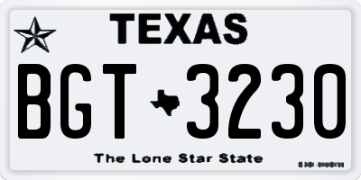 TX license plate BGT3230