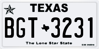 TX license plate BGT3231