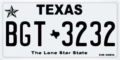 TX license plate BGT3232