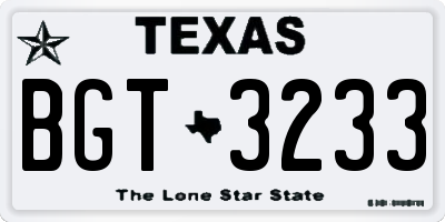 TX license plate BGT3233