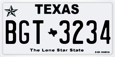 TX license plate BGT3234