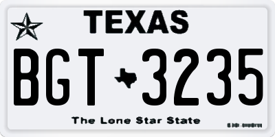 TX license plate BGT3235