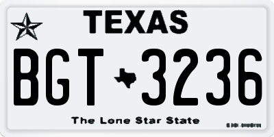 TX license plate BGT3236