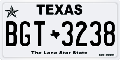 TX license plate BGT3238
