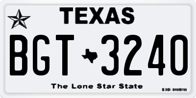 TX license plate BGT3240