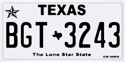 TX license plate BGT3243