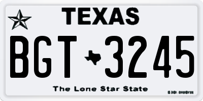 TX license plate BGT3245