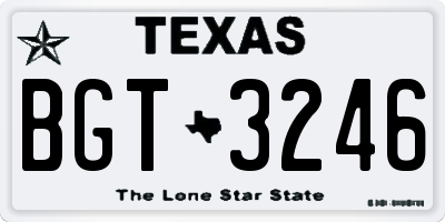 TX license plate BGT3246