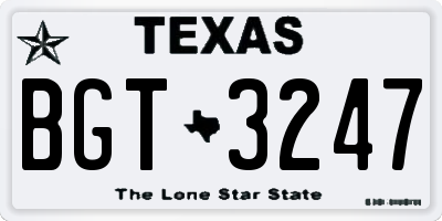 TX license plate BGT3247