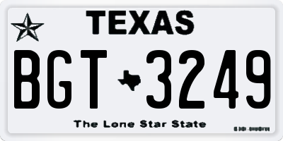 TX license plate BGT3249