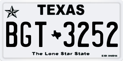 TX license plate BGT3252