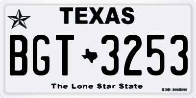 TX license plate BGT3253