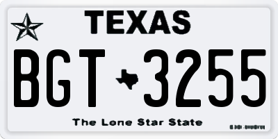 TX license plate BGT3255