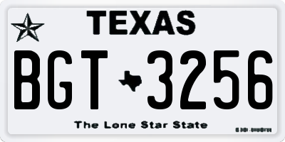 TX license plate BGT3256