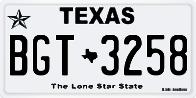 TX license plate BGT3258