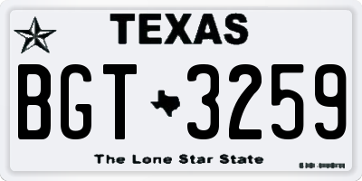 TX license plate BGT3259