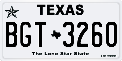 TX license plate BGT3260