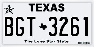 TX license plate BGT3261
