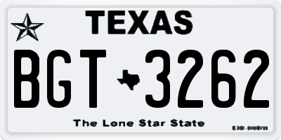 TX license plate BGT3262