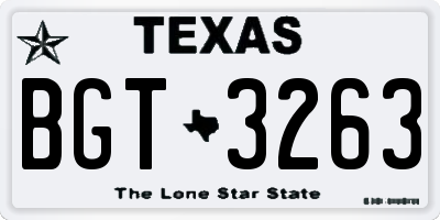 TX license plate BGT3263