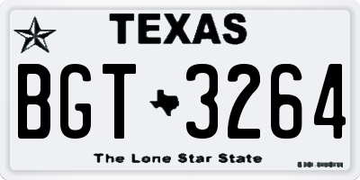 TX license plate BGT3264