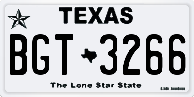 TX license plate BGT3266