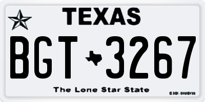 TX license plate BGT3267
