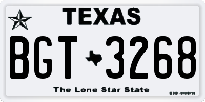 TX license plate BGT3268