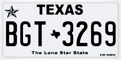 TX license plate BGT3269