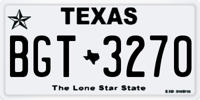 TX license plate BGT3270