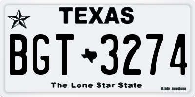 TX license plate BGT3274
