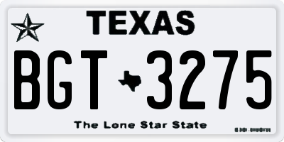 TX license plate BGT3275