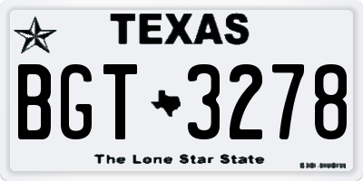 TX license plate BGT3278