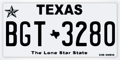 TX license plate BGT3280