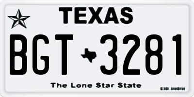 TX license plate BGT3281