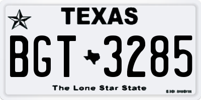 TX license plate BGT3285