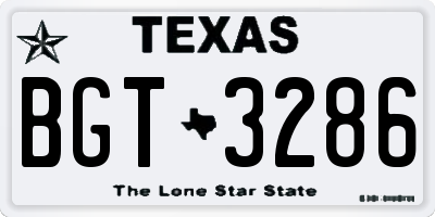 TX license plate BGT3286