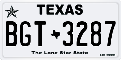 TX license plate BGT3287