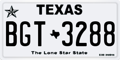 TX license plate BGT3288