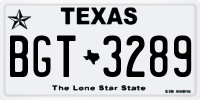 TX license plate BGT3289