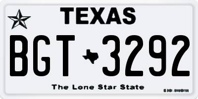 TX license plate BGT3292