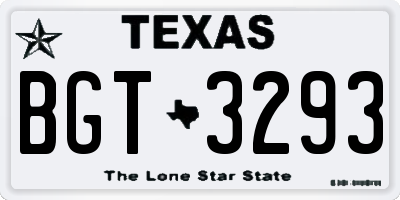 TX license plate BGT3293